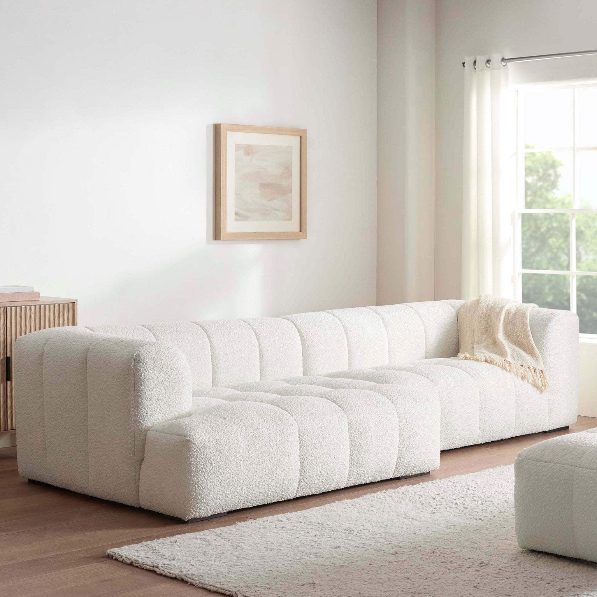 Manhattan Boucle Left Hand Large Chaise Sofa